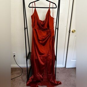 Spaghetti Strap Satin Maxi Dress - Size 2X